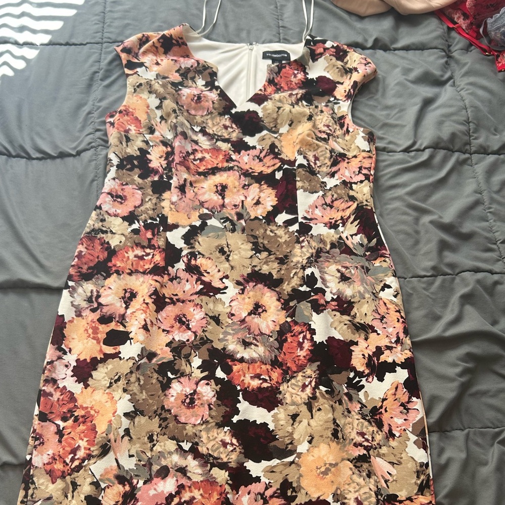 Floral strapless dress, size 12, form fitting